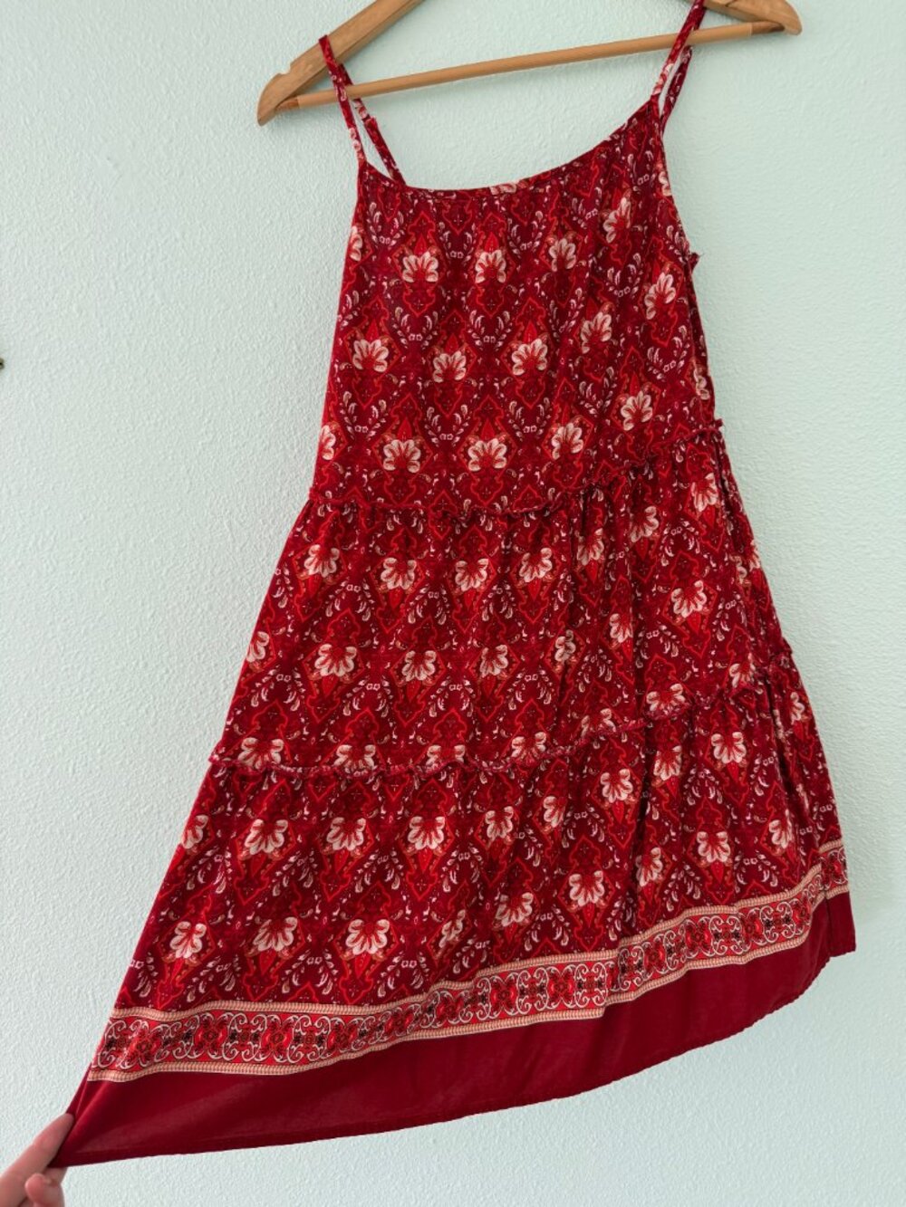 Zesica Red Boho Spaghetti Strap Mini Dress Size Small - Picture 2 of 7